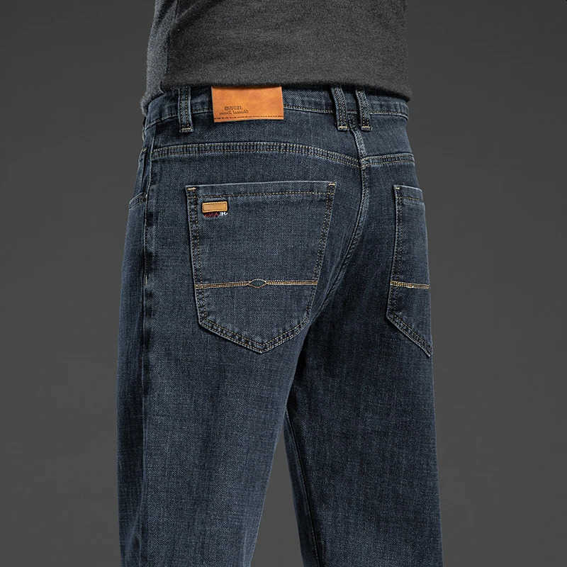 42 Big 44 Mens Loose Straight Jeans Spring Business Casual Stretch Trouser Smoke Grey Jeans S260612