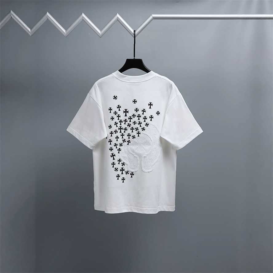 CH Chrome Correct Version Summer Front and Back Appliqu Embroidery Unisex Short-Sleeve T-Shirt{category}{category}PRFG