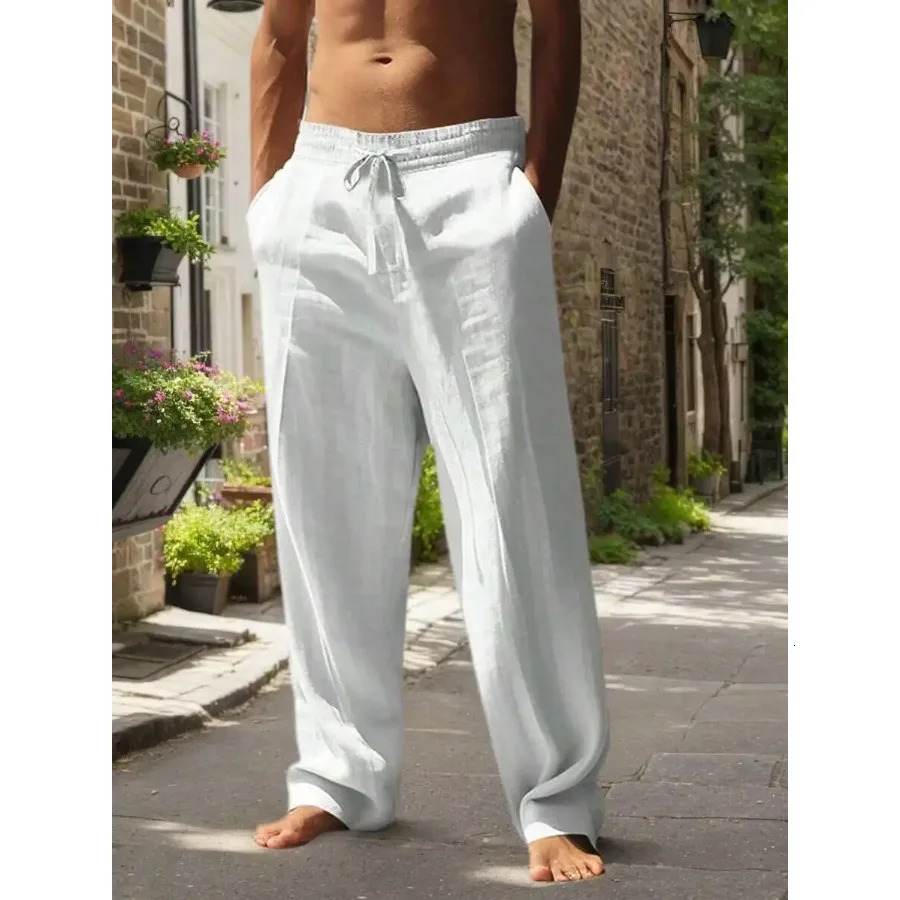 Mens Linen Wide Leg Casual Pants Are Loose Fitting Breathable And Comfortable Suitable For All Seasons Versatile 260611