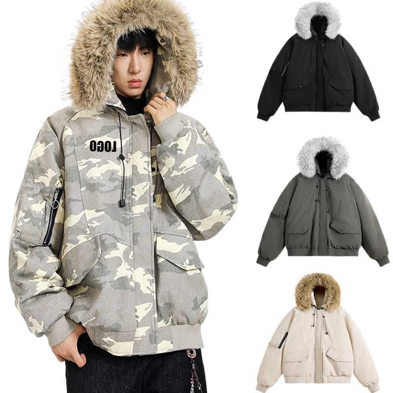 Custom Mens Removable Hair Collar Cotton Clothing Winter Loose Thickened American Hooded Camouflage Parker Jacket Q260612