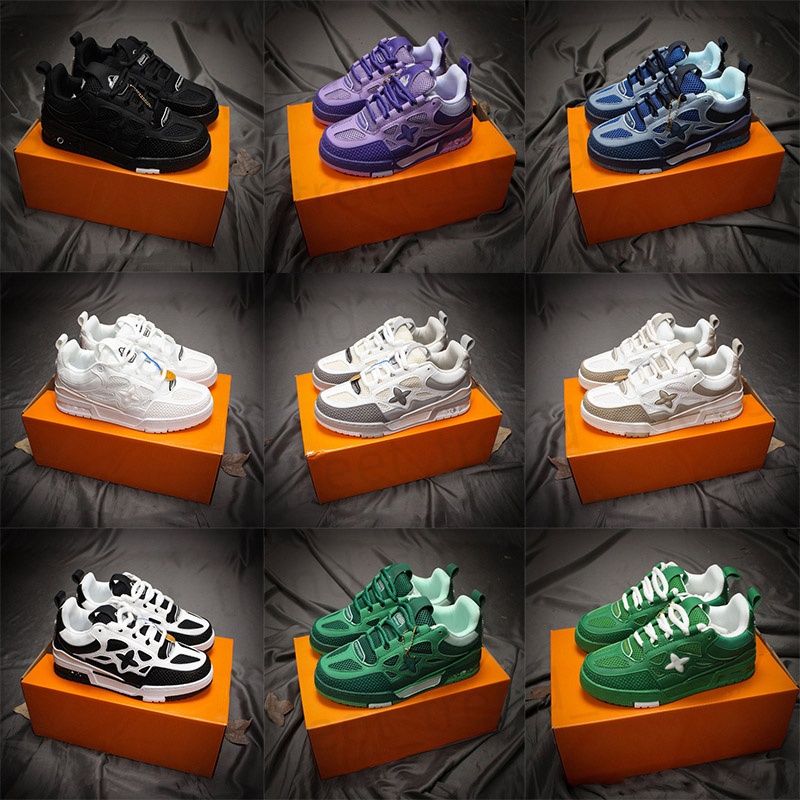 2026 Luxury mens sneakers SKATE 1854 Fashion classic printed leather Flower Womens casual bread shoes Designer Sport Shoes outdoor jogging shoes K2