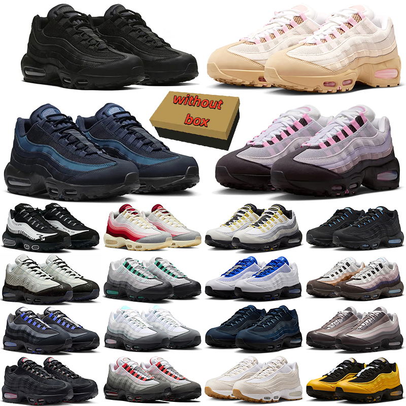 With box mens womens outdoor sports trainers sneakers triple black Bubble Triple White grey green navy blue pink red running shoes designer 95 95s m