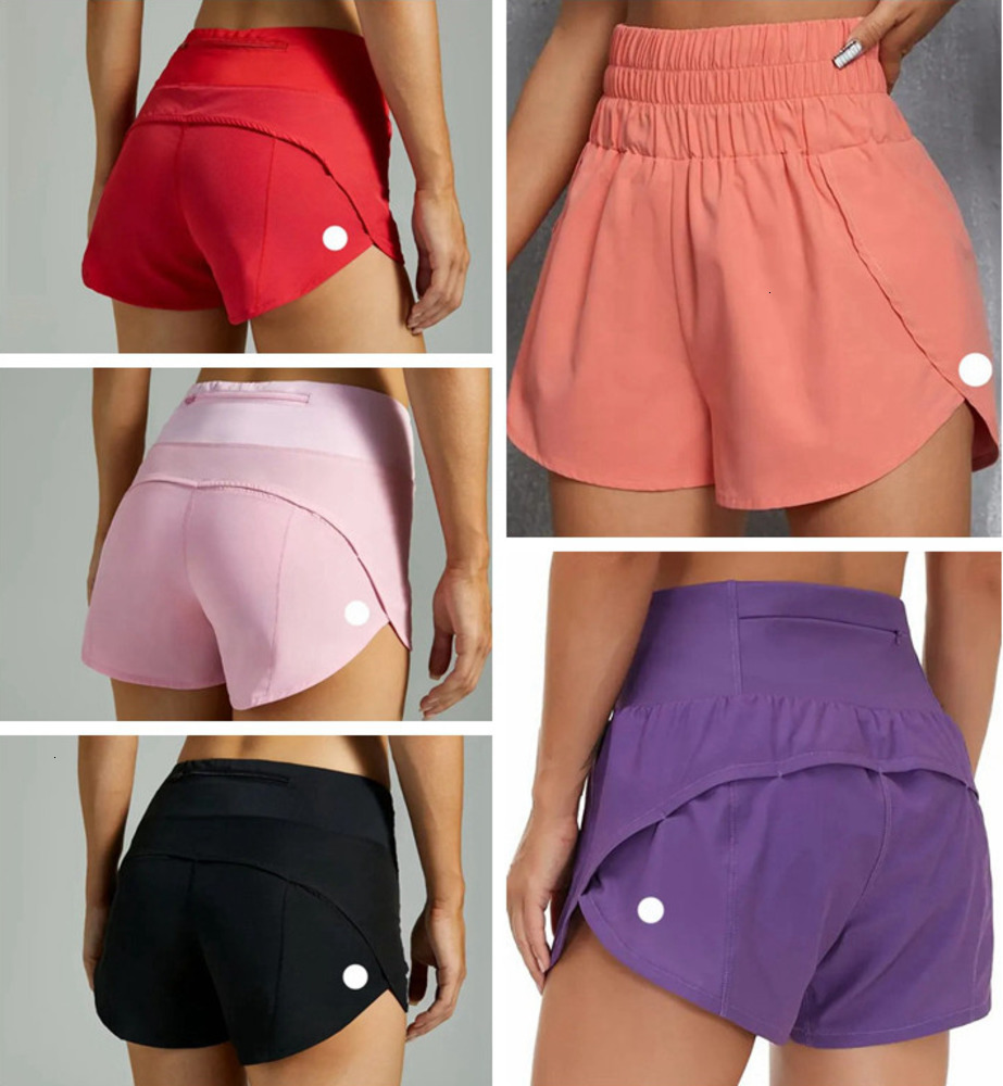 2025 Speed High-Rise Lined Short Waist Sports Shorts Womens Set Quick Drying Loose Running Clothes Back Zipper Pocket Fitness Yoga ptwx