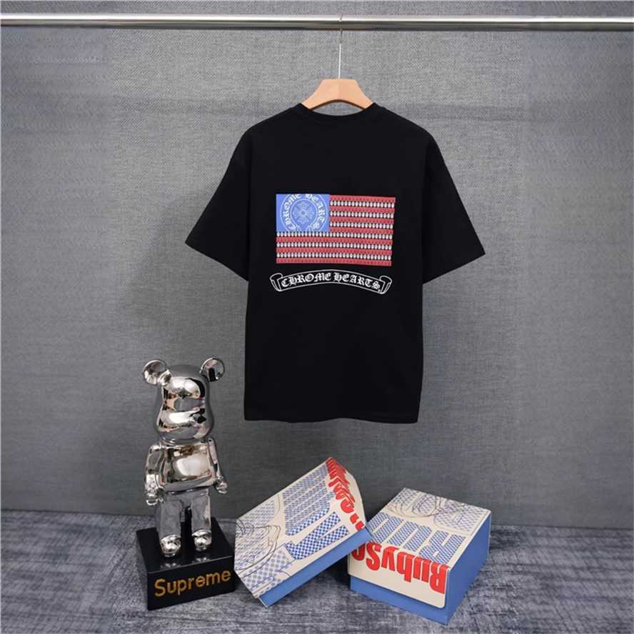 Correct version CH Chrome Summer Cross and Horseshoe Print Short Sleeve T-shirt Couple Style{category}{category}Q06R