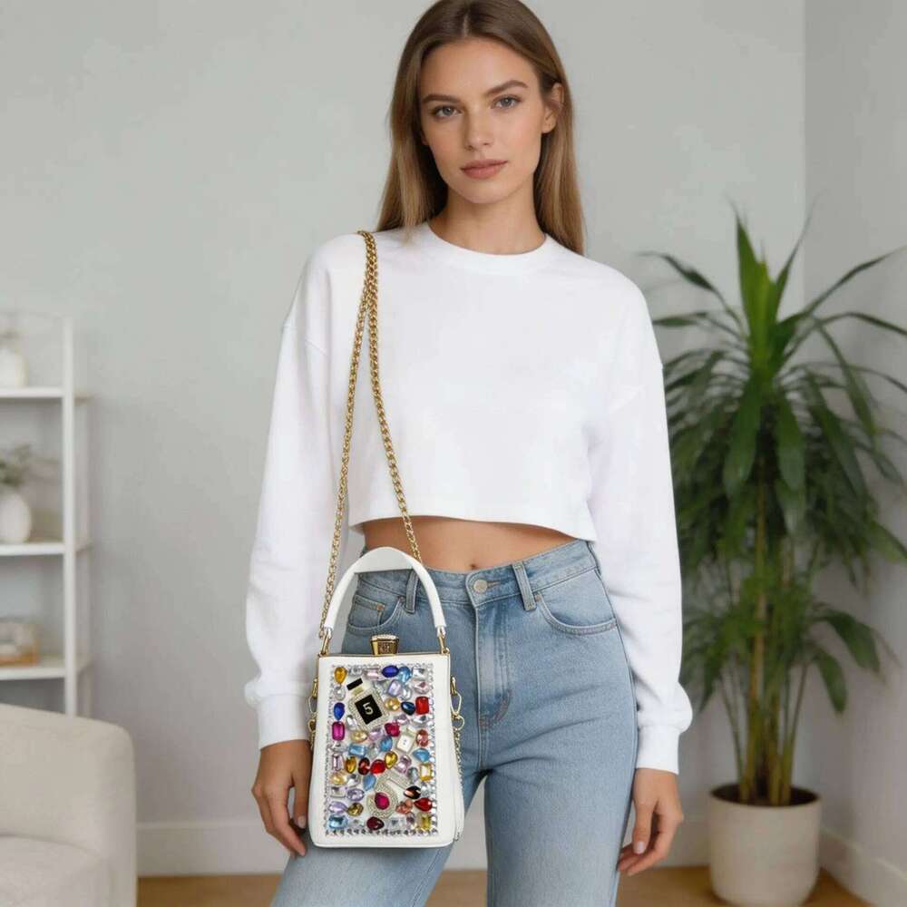 Elegant ladies' diamond jewelry handbag, light luxury temperament, socialite's dinner party, crossbody shoulder bag