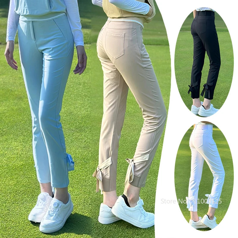 SG Golf Pants for Lady Summer Slim Cropped Trousers Women Straight Stretch Sports Pants Bowknot Golf Ankle Sweatpants 260611