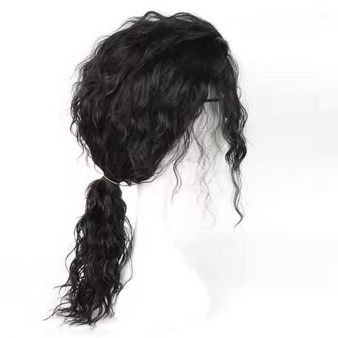 New Michael Jackson Wig Black Wool Curly Medium-Length Cosplay Mens Wig L260612