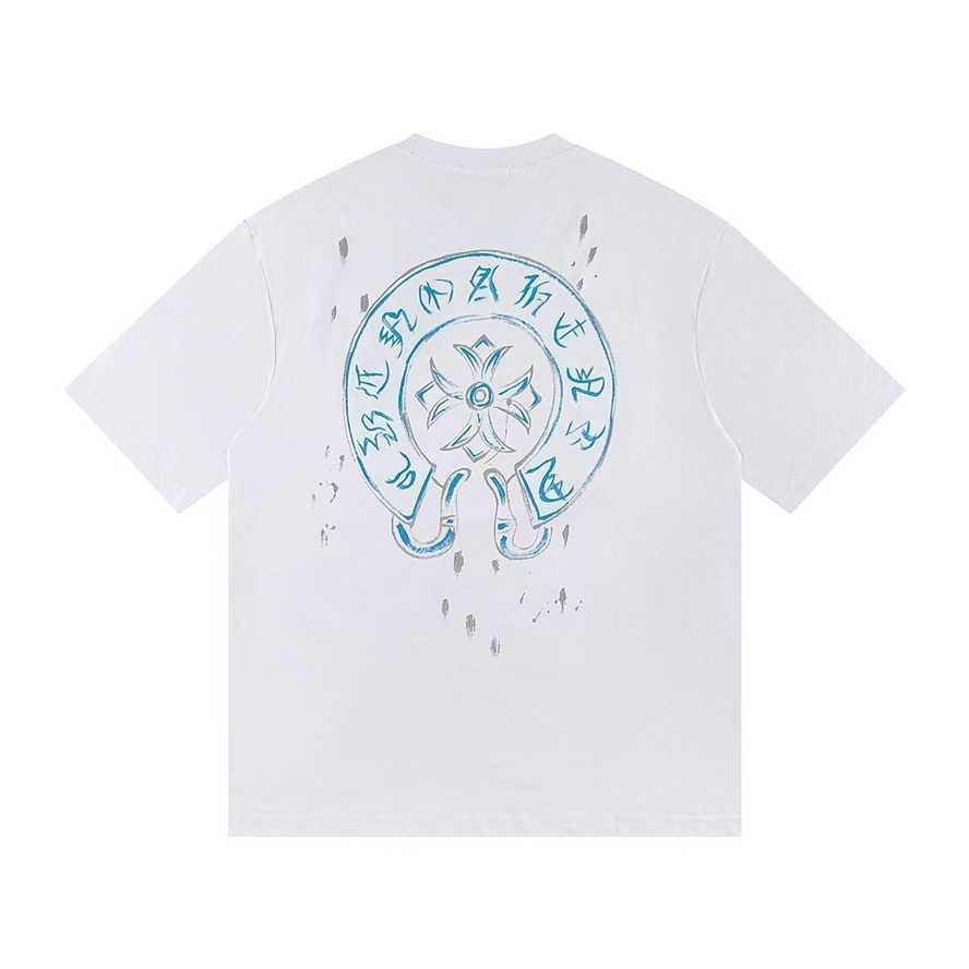 Correct version of CH Chrome new model cross and Sanskrit print short-sleeve T-shirt for couples{category}{category}ZUNR