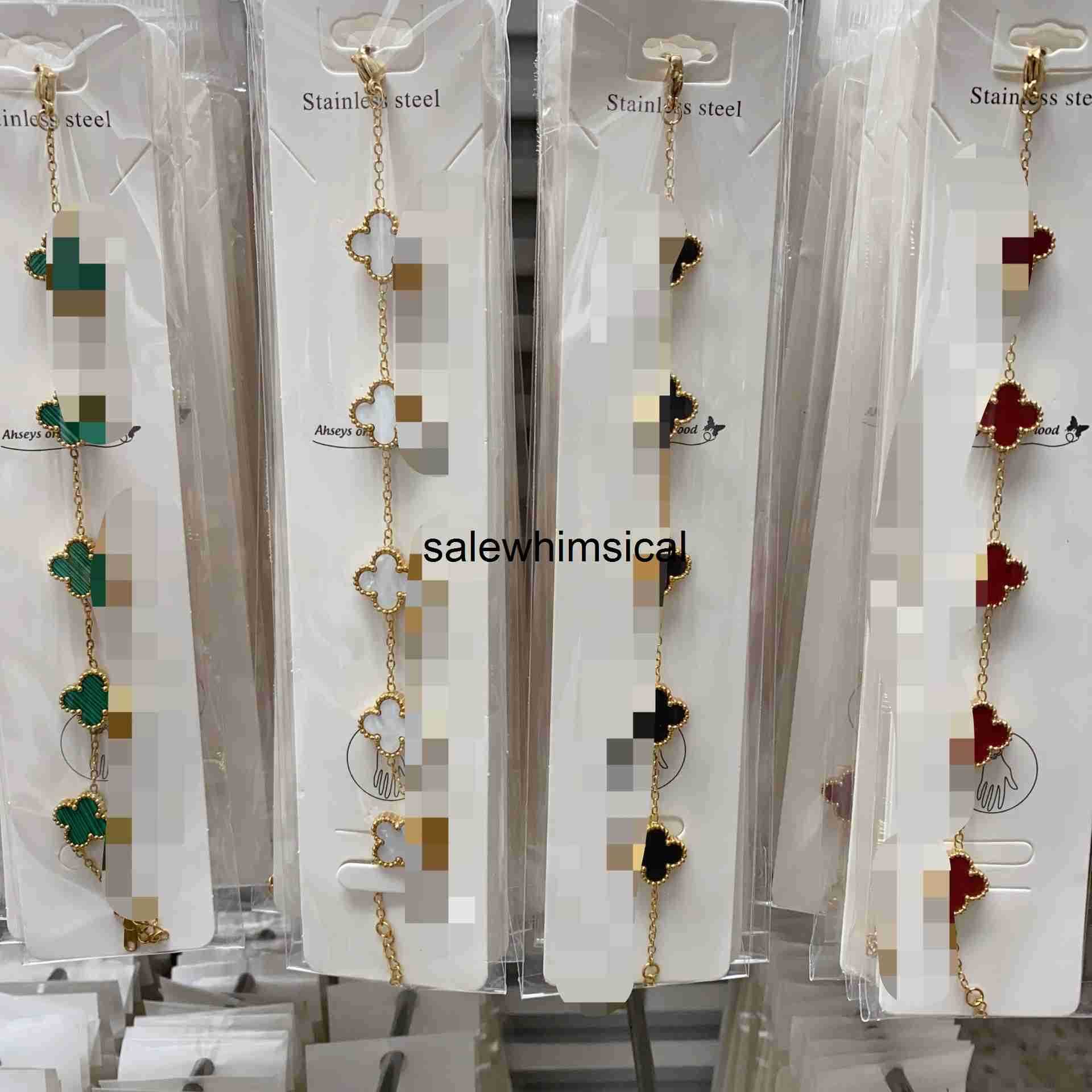 Designer Charm Bracelet New Lucky Four-Leaf Clover Bracelet Light Luxury Fashionable Double-Sided Non-Fading Five-Flower Jewelry Bracelet L1OR