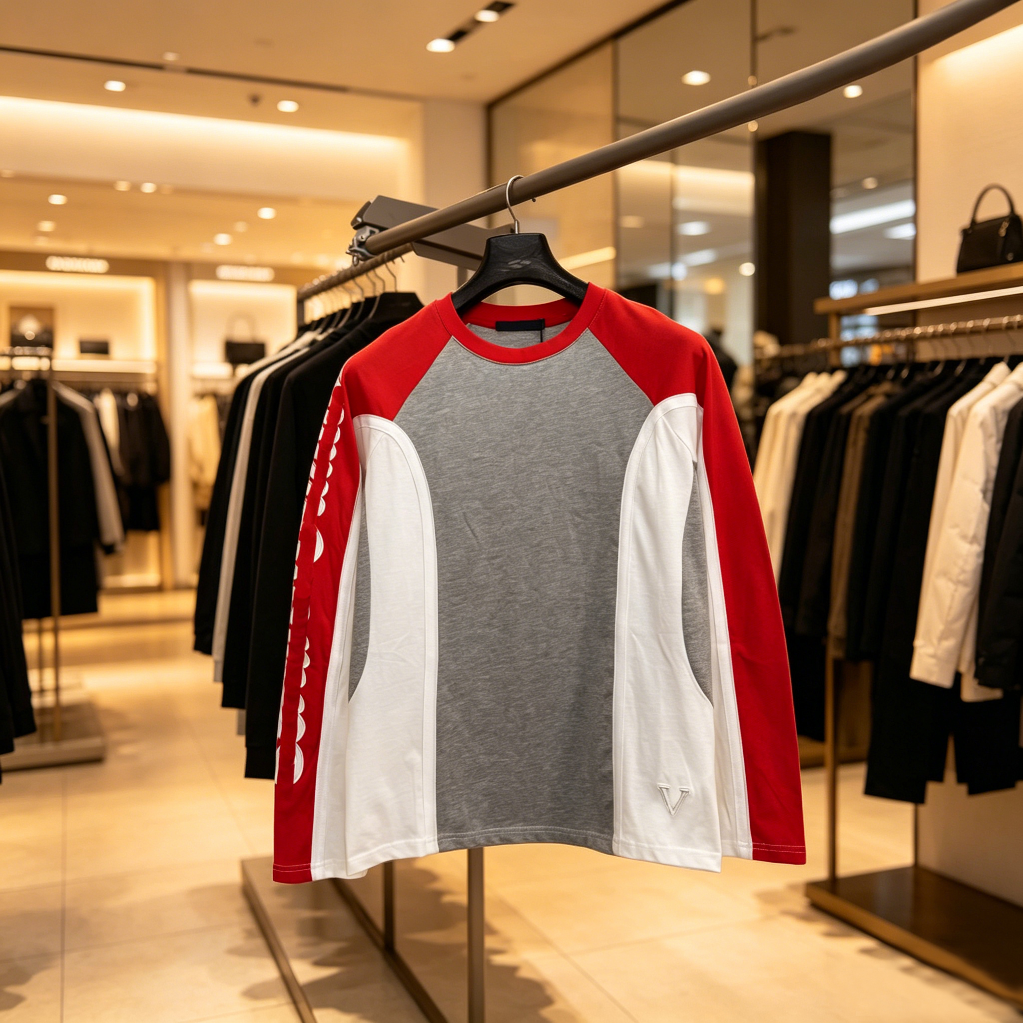 Designer High-Quality Men's Color Block Sporty Casual Long-Sleeve T-Shirt