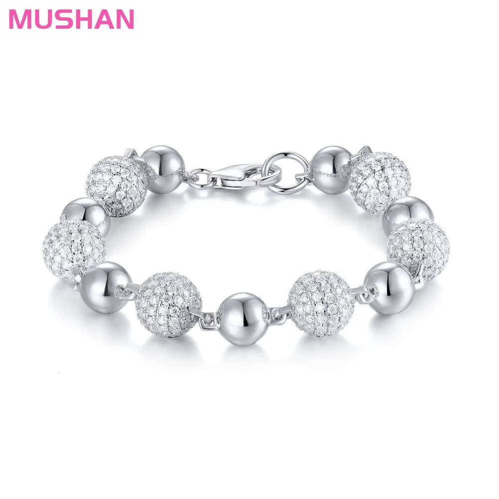 Mushan Factory Ball Chain GRA Certificate Silicon Diamond Luxury 925 Sterling Silver Jewelry Bead Bracelet