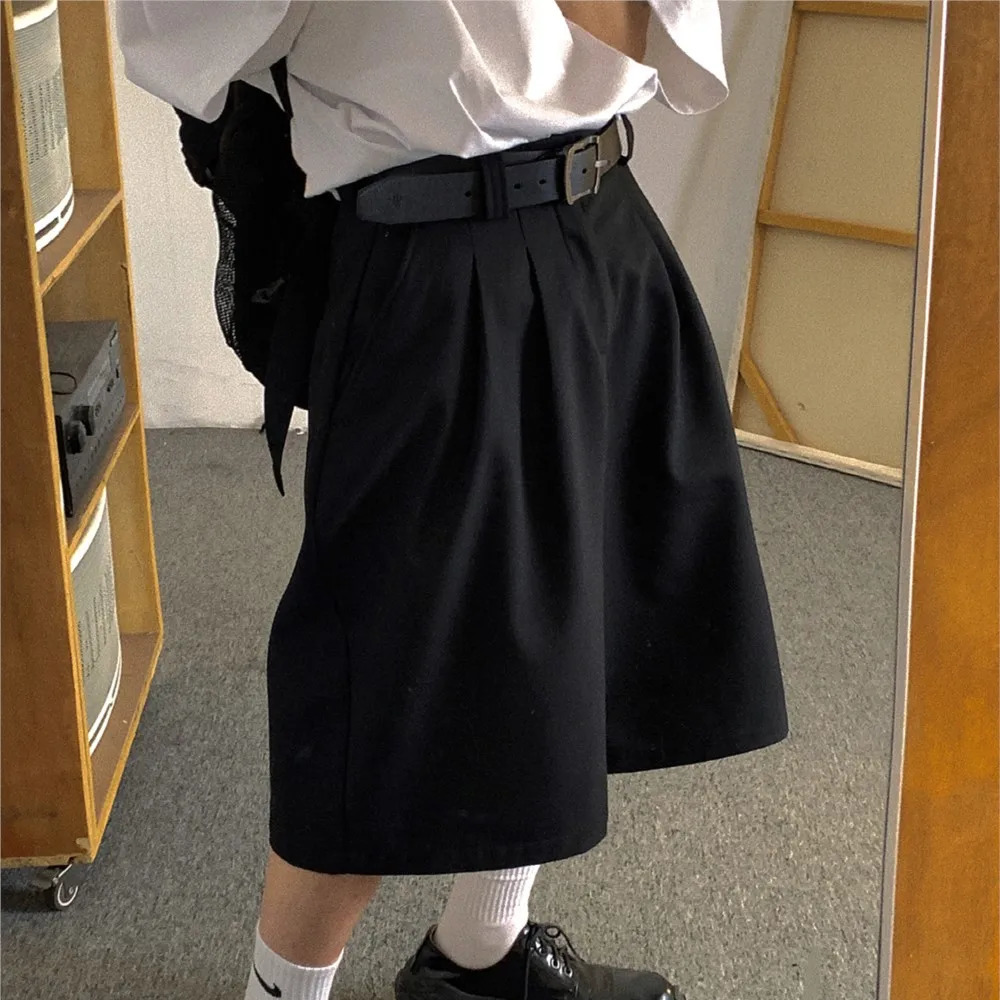 Loose Casual Soft Black Pleated Shorts Harajuku Men High Waist Short Straight Pants Clothing Baggy Y2k Korean Fashion Pant 260612