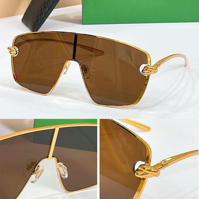 Mirror Quality Knot Shield Sunglasses BV1515S Mens Womens 26 Autumn Designer Oversized Metal Eyewear UV400 Personalized Fashion Style Curved Mirror