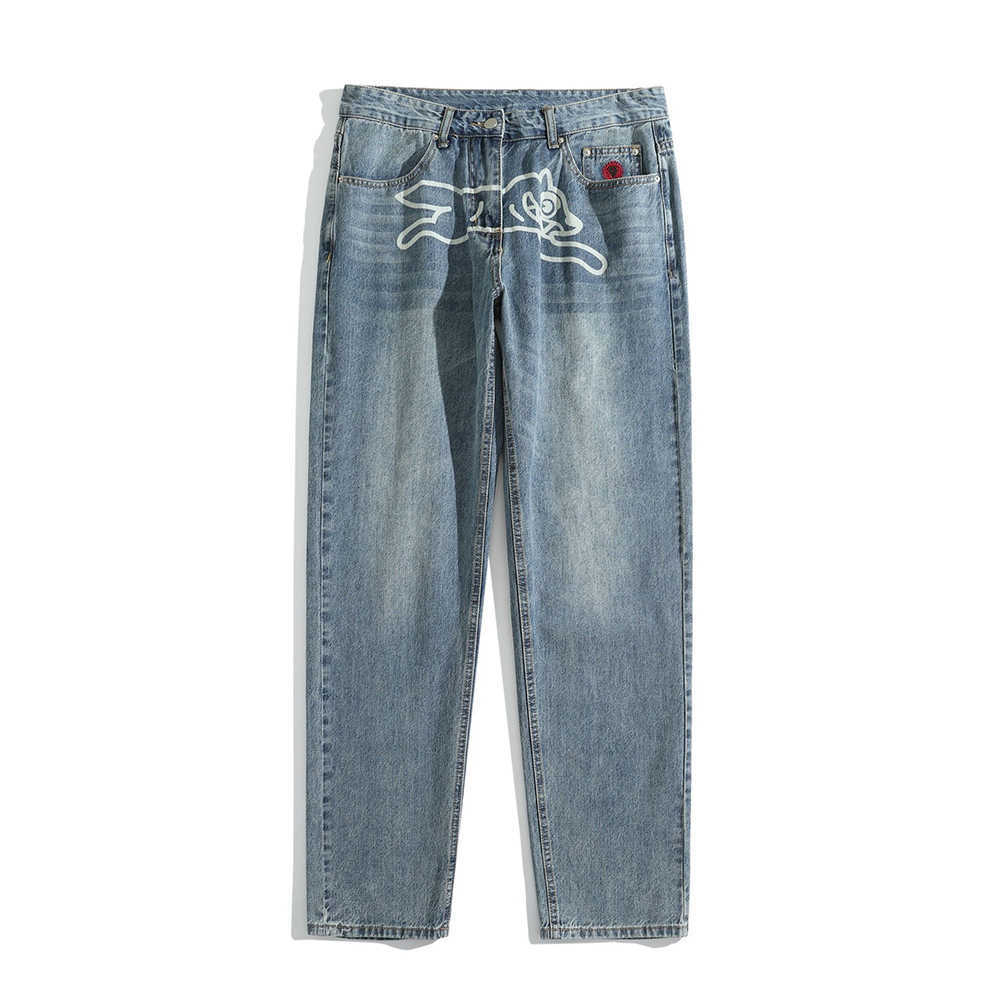 Jeans Mens Vintage Dog Y2K Baggy Embroidery Straight Washed Denim Cargo Pants Neutral Harajuku Ropa Trousers S260612