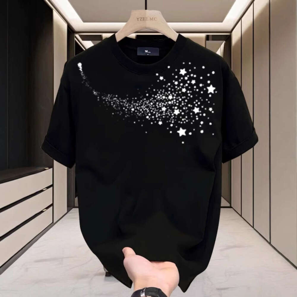 Summer New Heavyweight All-Cotton Short T-Shirt For Men Loose Trendy Cool High-End Half Sleeve Top Men's Clothing