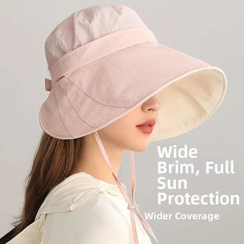 Lightweight Breathable Wide Brim Sun Hat for Women UPF 50 Windproof Bucket Hat for Outdoor Hiking Beach Summer Travel 260612