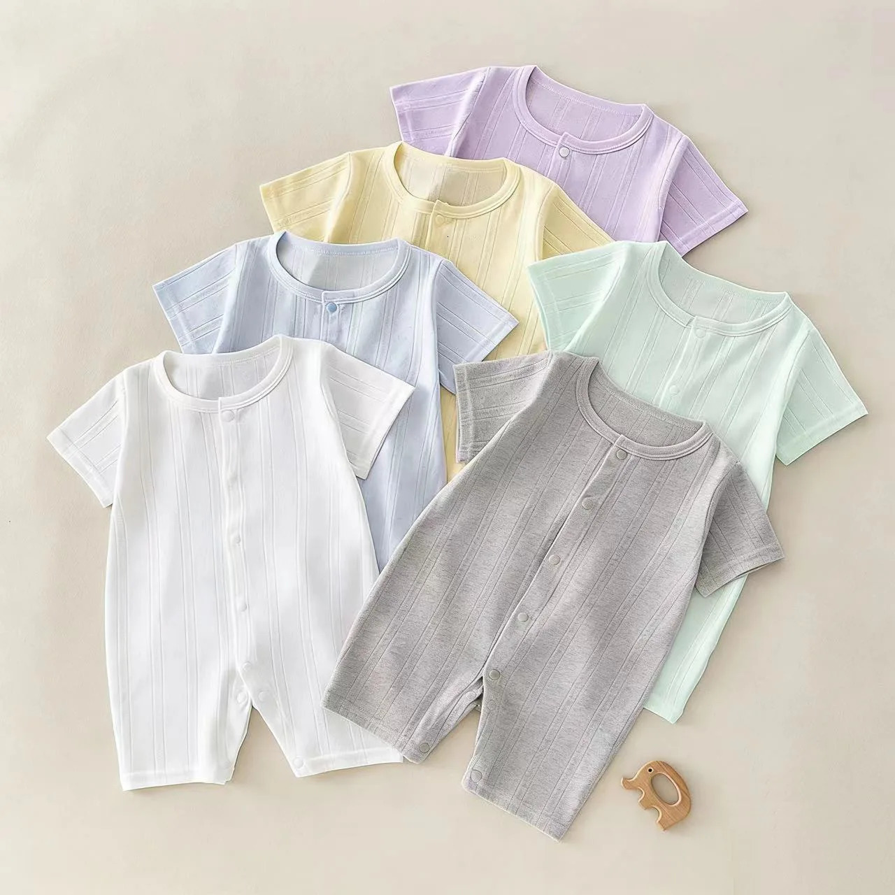 012M Summer Baby born Bodysuit Cute Solid Color Oneck One Piece Clothing for Toddler Boys Girls Soft Cotton Romper Daily 260612