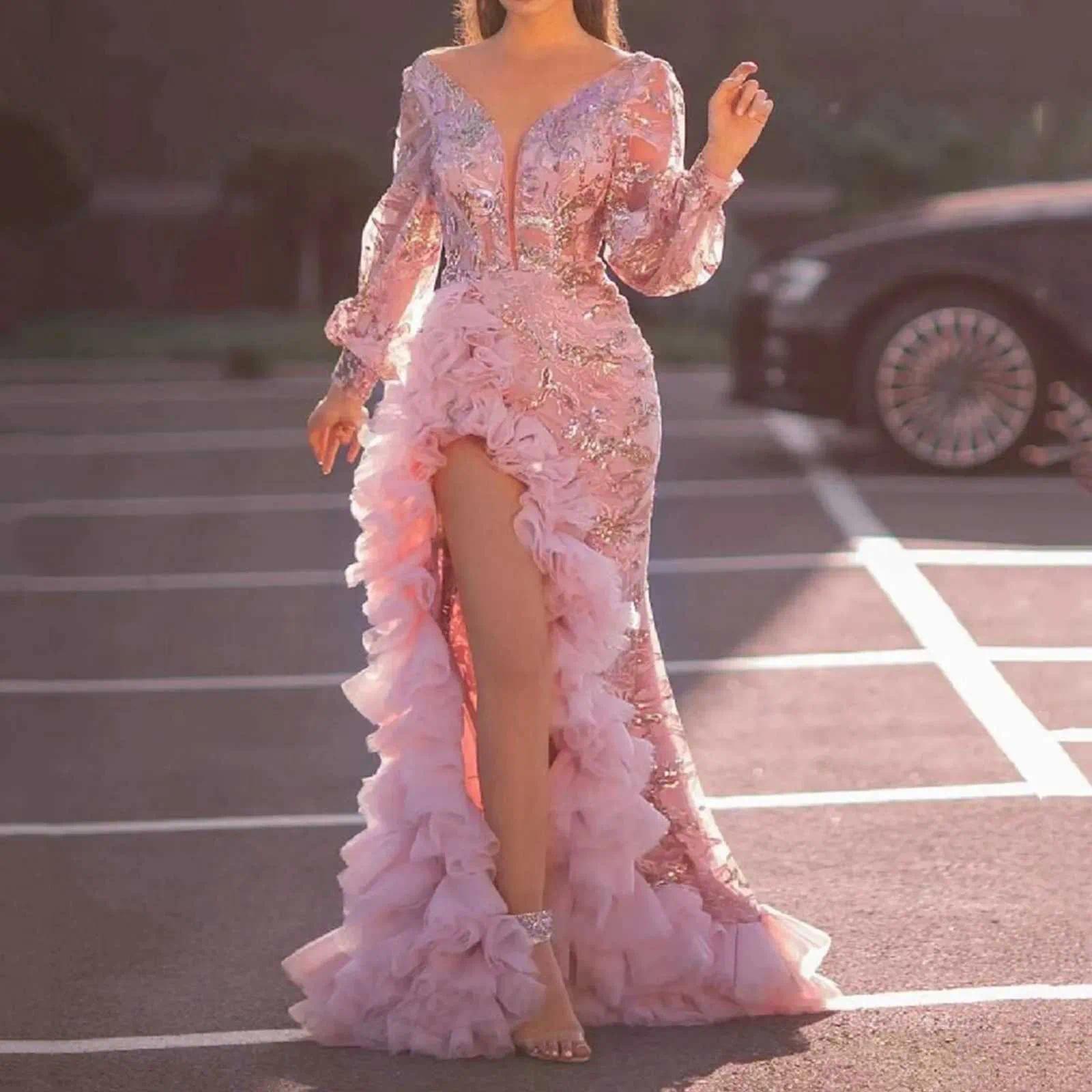 Prom Dresses Pink Long Dress for Women Split Style Luxury Evening Dresses Floor Length Elegant Custom Made