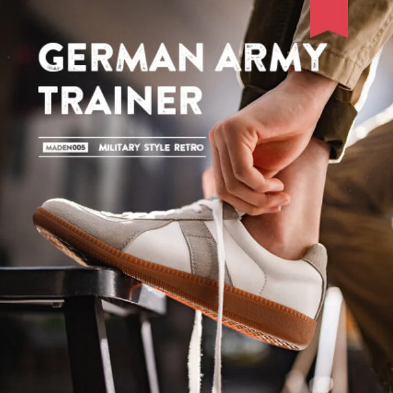 Maden Vintage Patchwork German Trainer Sneakers Unisex Spring and Summer Sports Casual Shoes Split Leather Lace-up Outdoor Shoes