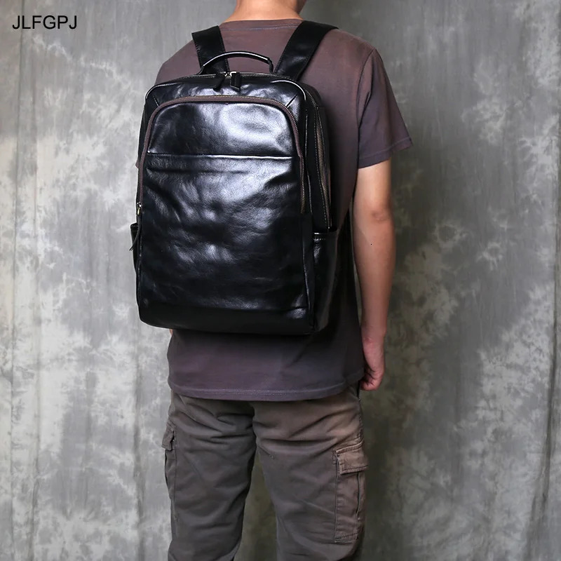 JLFGPJ Fashionable Mens Genuine Leather Backpack Multifunctional Business And Leisure Top Layer Cowhide Computer 260605