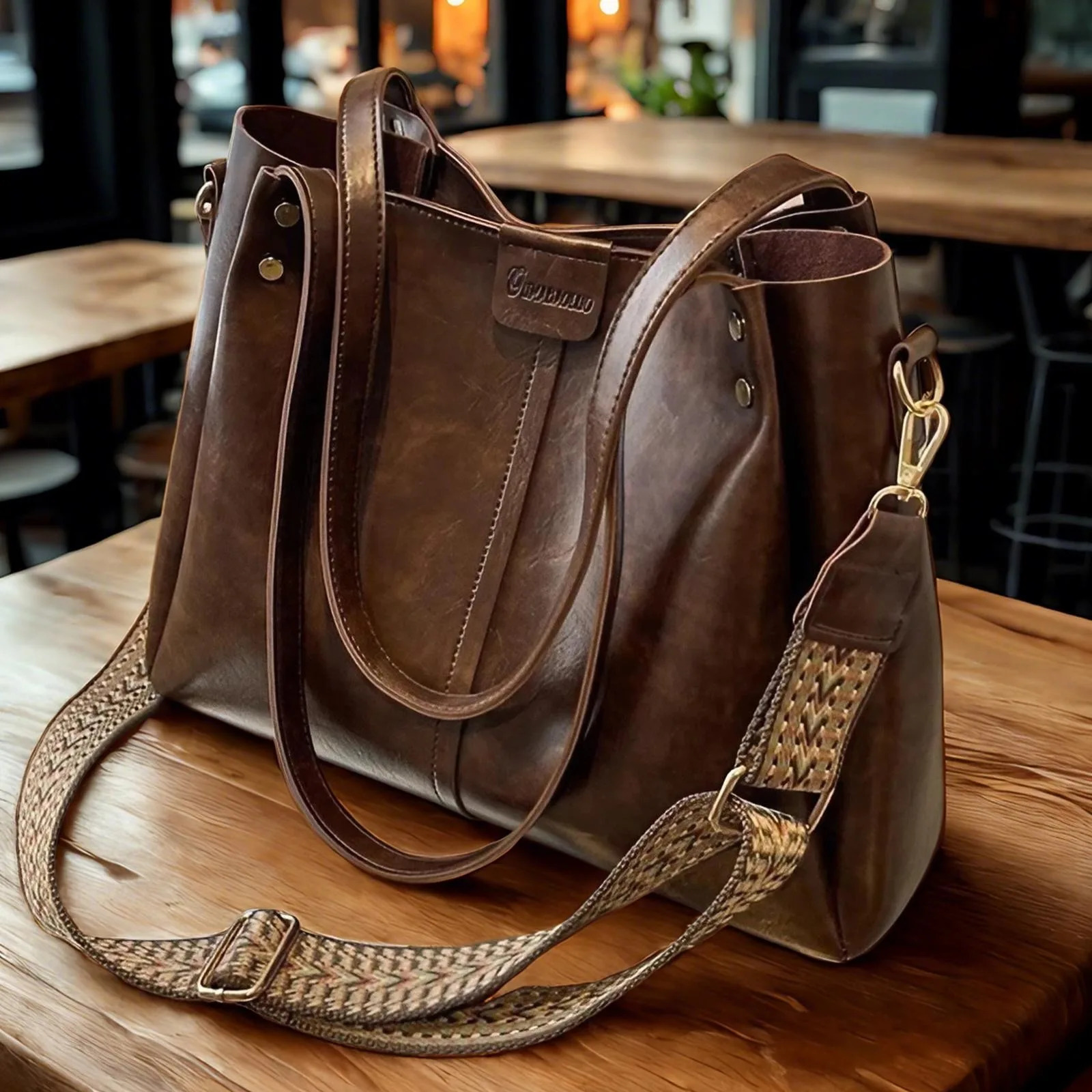 Large Capacity PU Leather Shoulder Bag Multi Compartments Lightweight Waterproof Wear Resistant For Wallet Phone Cosmetics 260610