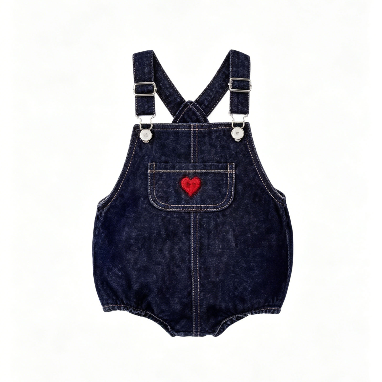2026 New Autumn Baby Sleeveless Strap Bodysuit Cotton Boy Girl perfume cologne Cologne Heart Pocket Denim Perfume Jumpsuit Infant Toddler Cute Overa