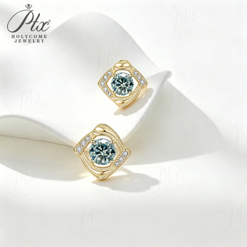 D Color VVS1 0.5ct Moissanite Earrings S925 Sterling Silver Ear Stud for Woman Birthday Party High-End Fine Jewelry Gift