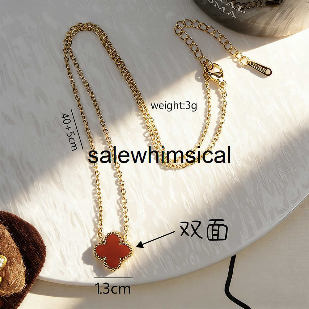 Designer Necklace Fourleaf clover necklace for women light luxury collarbone chain simple and stylish niche design pendant titanium steel fourleaf f