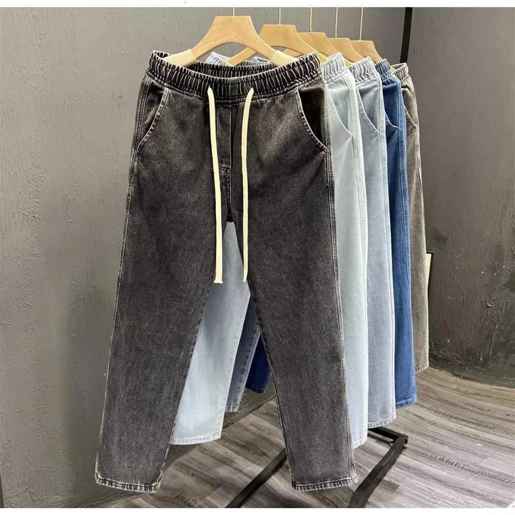 Loose Mens Fit Work Jeans Durable Construction Workers Casual Straight Leg Blue Denim Trousers for Spring Summer Autumn S260612