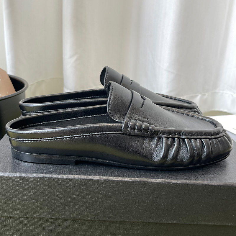 Women Slippers Le Loafer 15 Top Quality Backless Loafer Mules Luxury Slip-On Flat Shoes Casual Elegant Style Sizes 35-42 Pleated Toe Design Daily Of