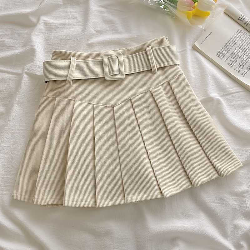 womens skirt Corduroy autumn pleated and winter new high waist slimming versatile half skirt college style A-line short skirt M260612