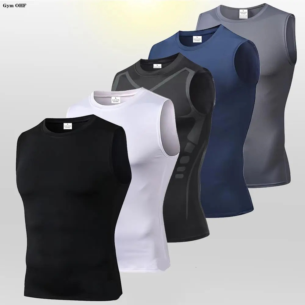 Mens Compression Tank Tops Gym Workout Running Sport Vest Summer Athletic Sleeveless Undershirt Base Layer Quick Dry Stretchy 260612