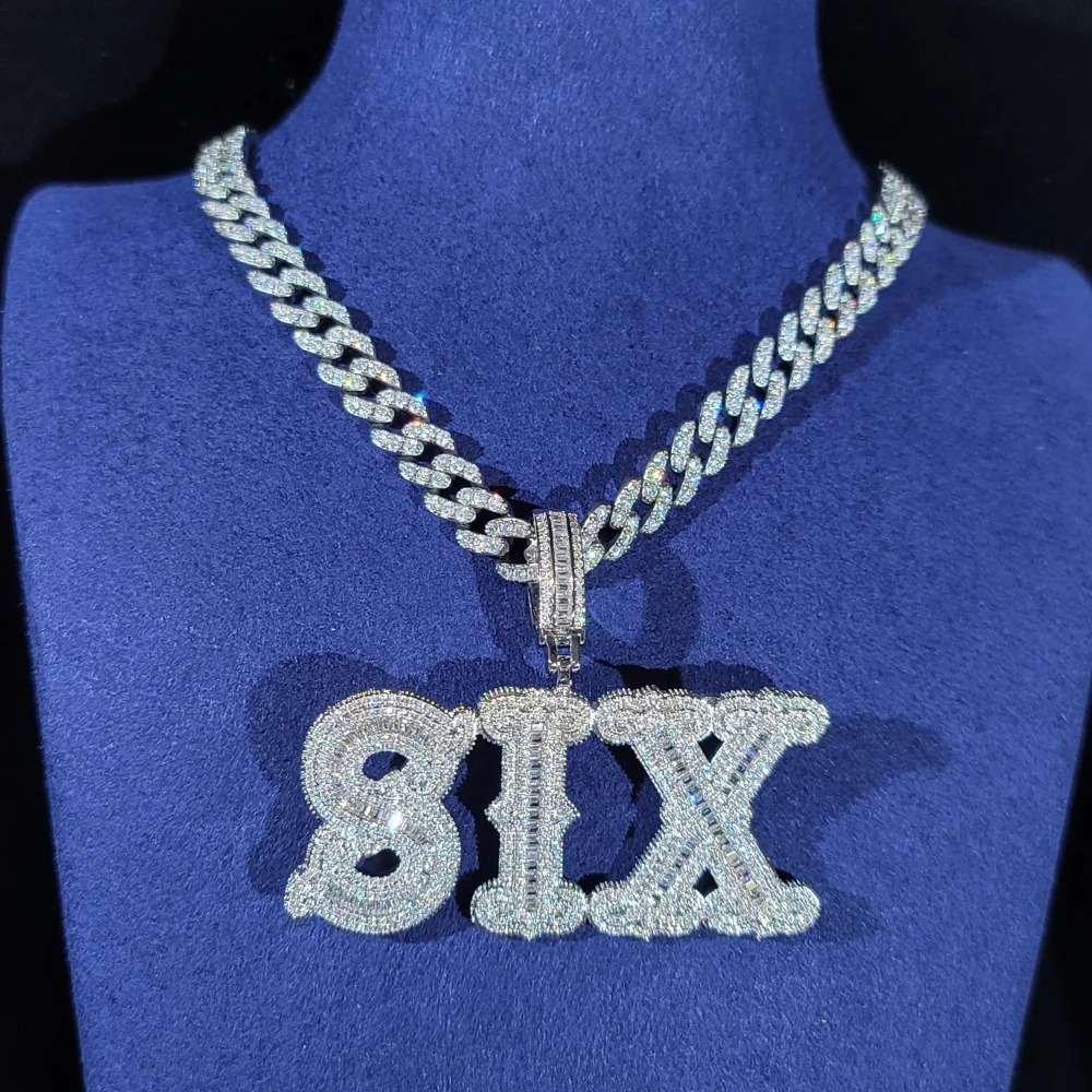 Custom Iced Out LettersNumbers Pendants Personalized Name Necklace With Cuban Link Chain Fashion Hip Hop Rapper Rock Jewelry 260611