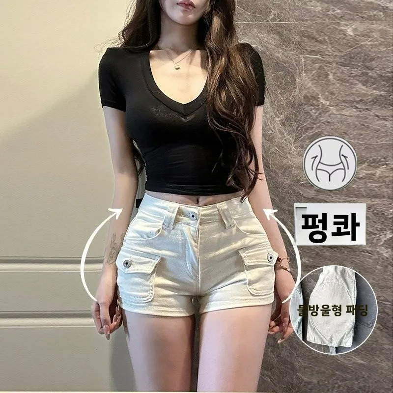 Y2K Denim Shorts Women Skinny Streetwear Vintage Personality Cargo Jeans Fashion Sexy Retro Leisure Gothic Summer 260612