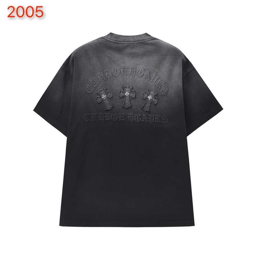 Correct version CH Chrome Summer Washed Patch Embroidery Short Sleeve T-shirt Couple Style{category}{category}RI0R