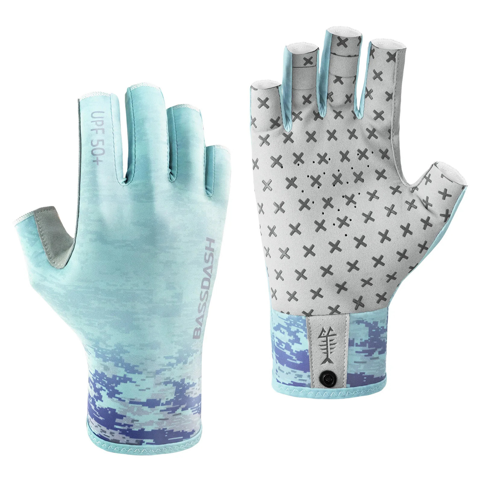 BASSDASHBreathable 3/4 Finger UPF 50 Sun Gloves Anti-Slip Silicone Palm for Men Women Fishing Fingerless Cycling Running 260611