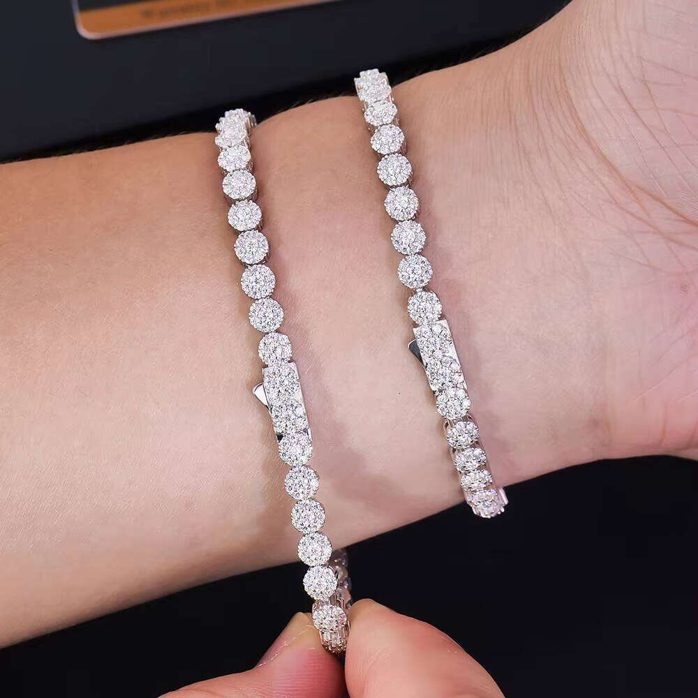 Wholesale in-stock high-end jewelry VVS Moissanite diamond ice crystal tennis bracelet 925 sterling silver gift for men and women