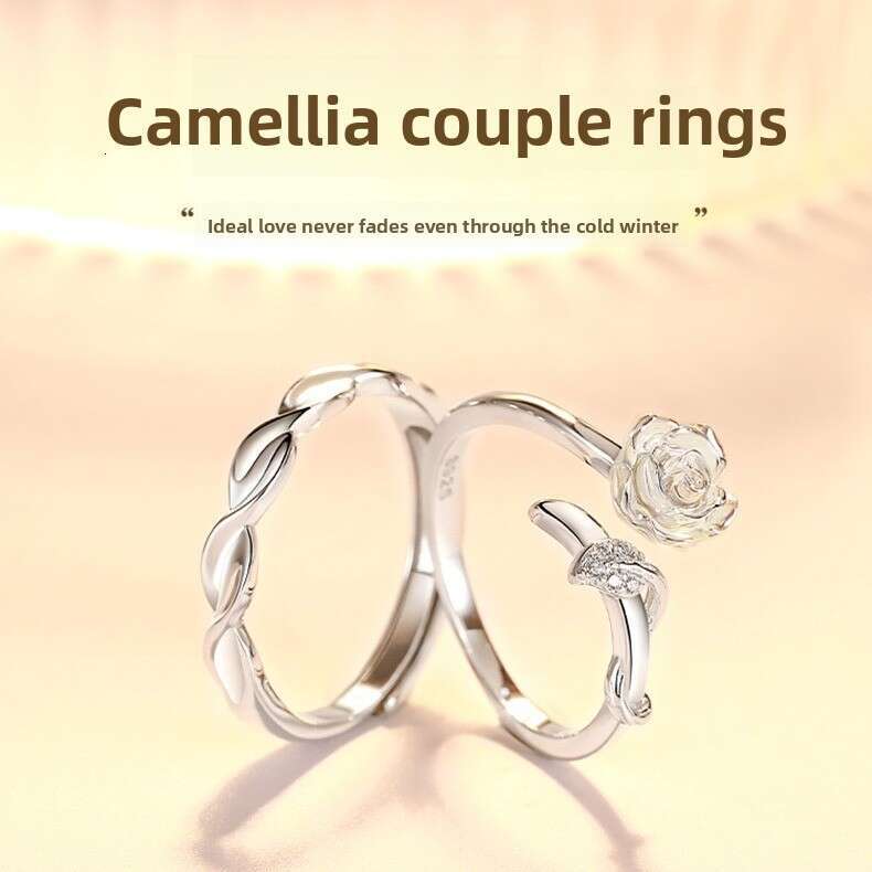 New Fashion Trend Unique Design Elegant Delicate Retro Simple Camellia Open End Adjustable Ring Women Jewelry Party Premium Gift Liuyuemoshang