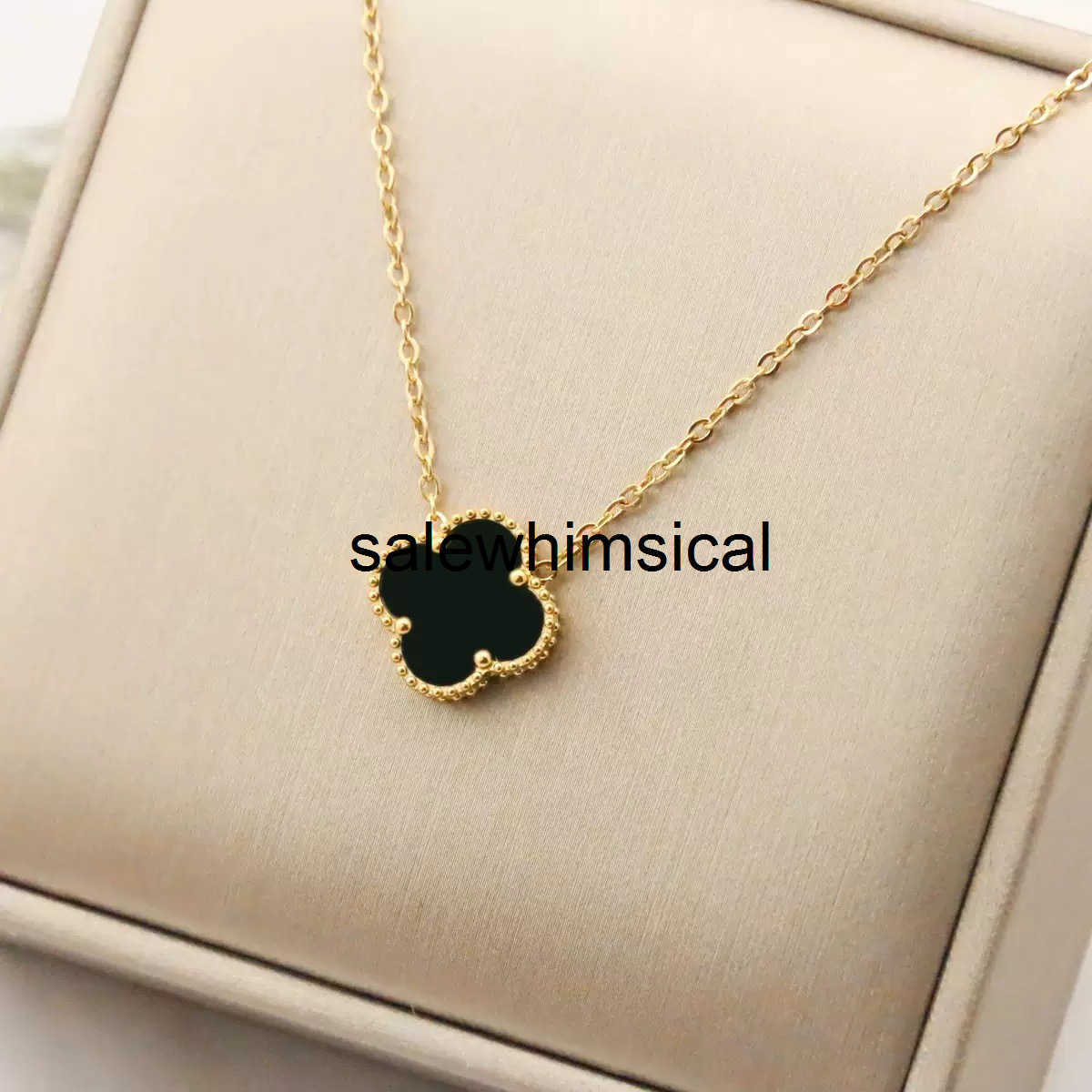 Designer Necklace Four-leaf clover necklace for women double-sided stainless steel collarbone chain 15mm side groove light luxury niche jewelry acce