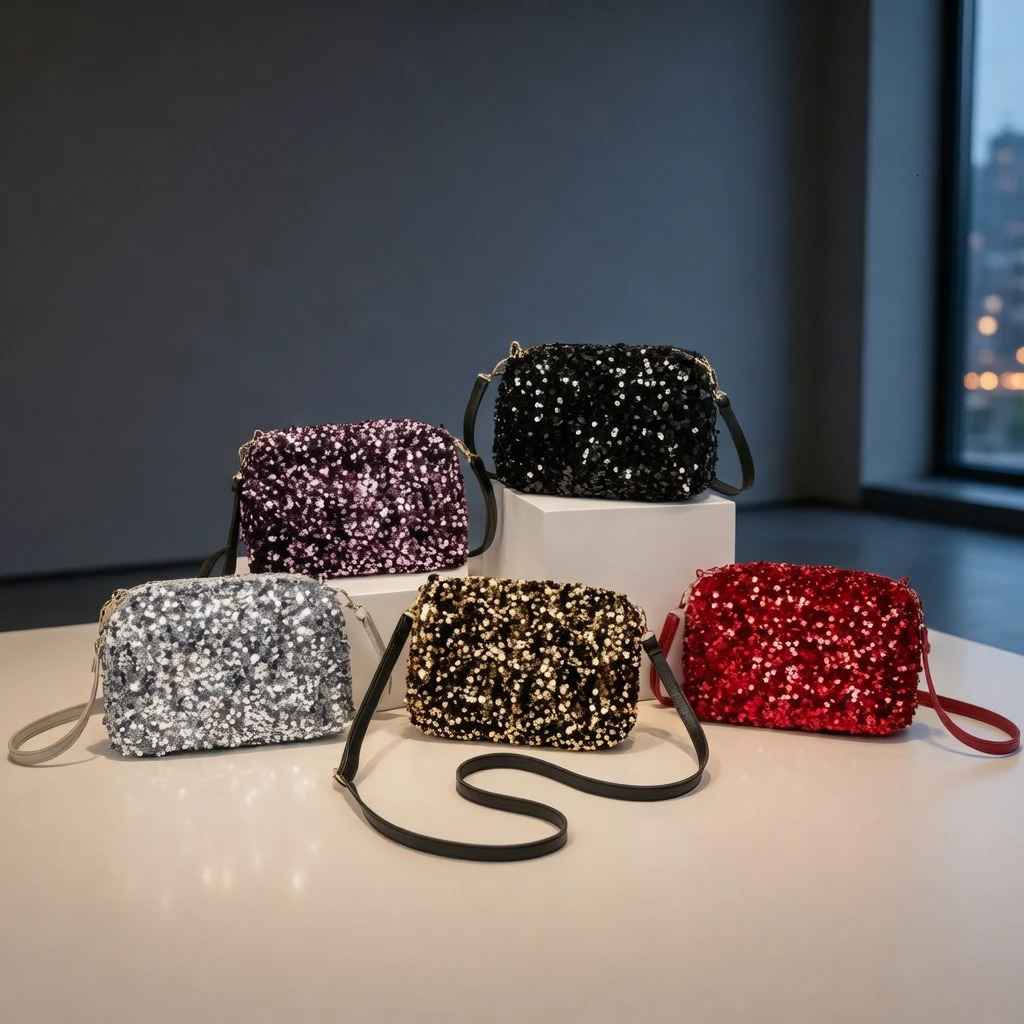 Colorful Sequins Crossbody Bag Simple INS Solid Color Sequins Shoulder Bag Underarm Bag Phone Purse Evening Clutch Bags Handbag 260610