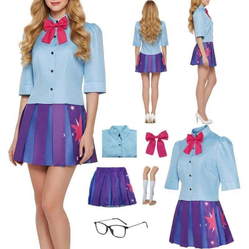 Costume cosplay uniforme abito blu set completo per abito da festa da donna