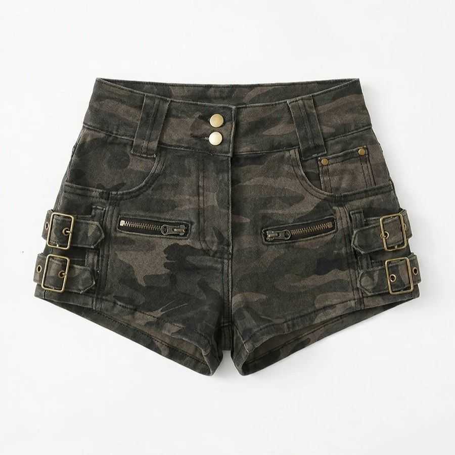 Denim Womens Green Casual Zipper Shorts Cargo Y2K Harajuku High Street Fashion Sexy Retro Summer Jeans Shorts Clothing 2026 New M260612
