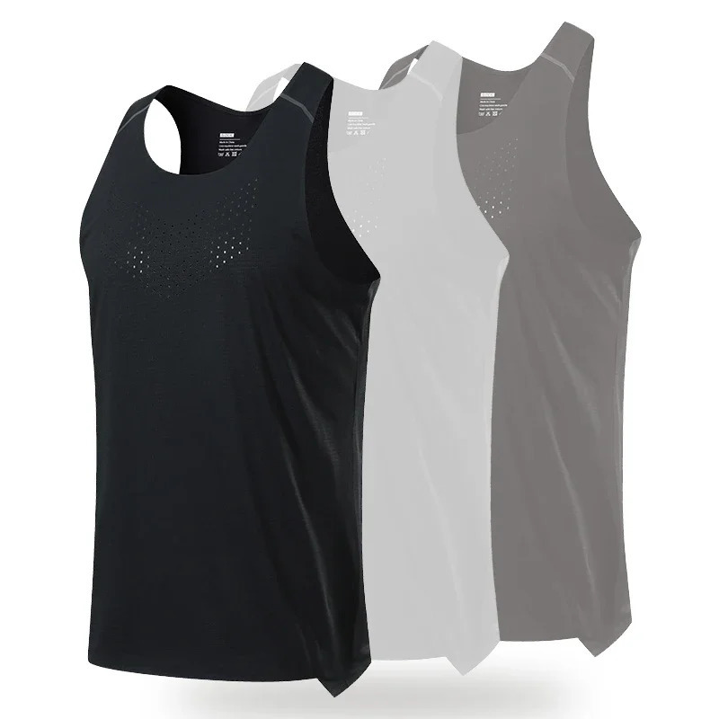 S-XL Marathon Quick Dry Sports Vest Men Summer Running Fitness Elastic Mesh Basketball Tank Top Sleeveless Shirt Gym Singlet 260612