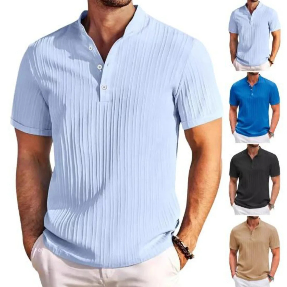 Hawaiian Mens Retro Cotton And Linen Henry Shirt Casual Loose With Sporty Standup Collar Buttons 2026 260612