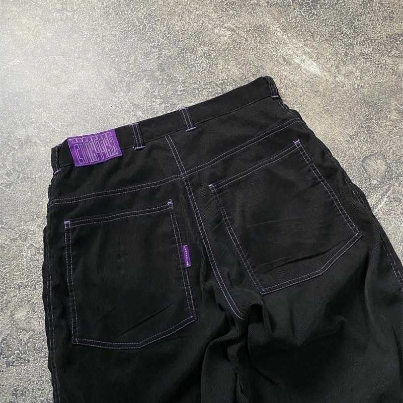 Jeans Y2k Simple Straight Baggy Jeans for Mens and Hip Hop Rock Retro Wide Leg Floor Mopping Pants S260612