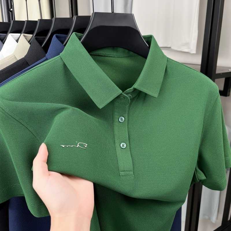 short sleeve Brand shirt men new fashion letter embossed summer solid color silky breathable casual T-shirt M260612