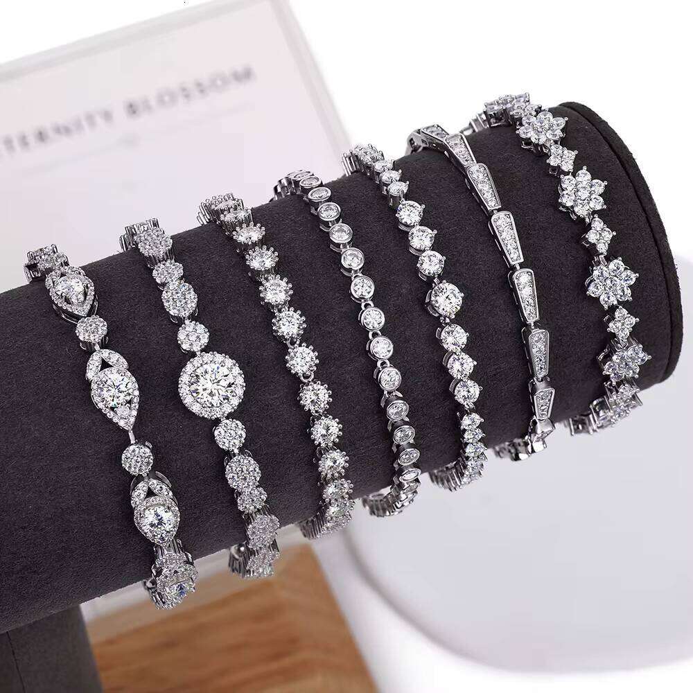 Wholesale Custom Jewelry Cluster Iced Out Gra Certified Vvs Moissanite Tennis Chain Bracelets Set 925 Sterling Silver for Girls