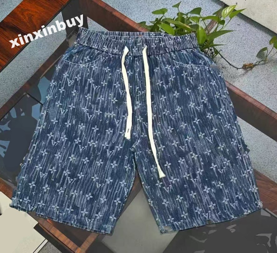 xinxinbuy Men women designer Shorts pant letters jacquard washed denim pocket pattern cotton Spring summer black khaki blue gray S-3XL