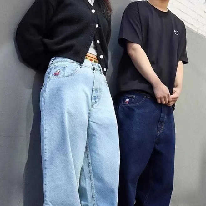 Polar Y2K Big boy Baggy jeans mens embroidered pattern denim pants casual simple coin printed clothing S260612