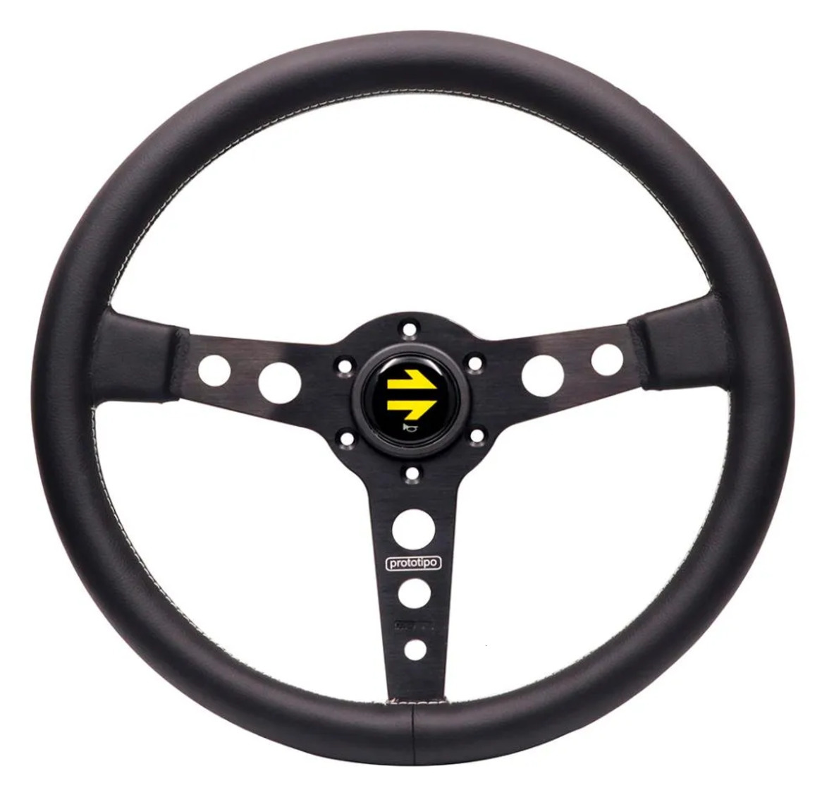 Car Spoiler 14Inch Italy Prototipo Genuine Leather Drift Sport Steering Wheel Silverblack Product 66